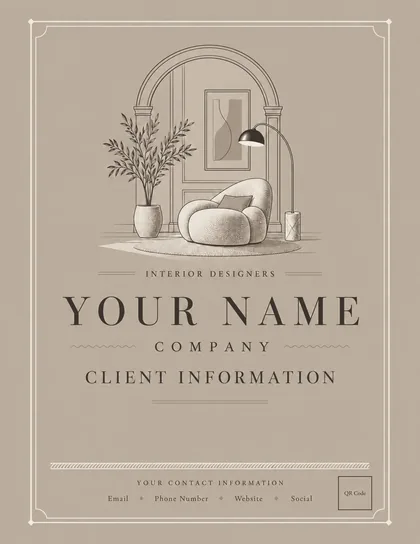 Leads & Client Notebook, Interior Designers edition, Greige cover
